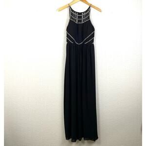 GB Gianni Bini Dress Womens M Black‎ Chiffon Beaded Dark Romance Whimsigoth